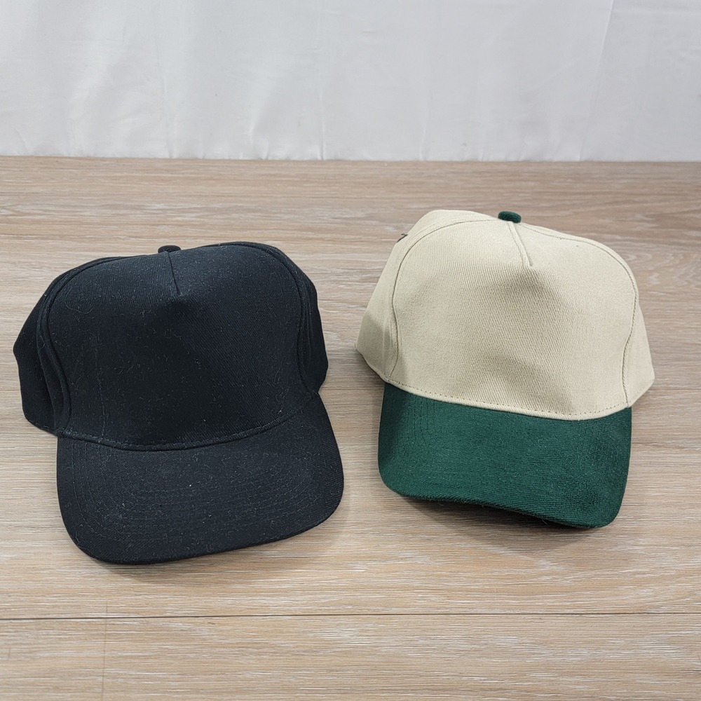 Otto Mens Blank Baseball Caps Set of 2 Black Tan Green Strapback Hats 34-002 003